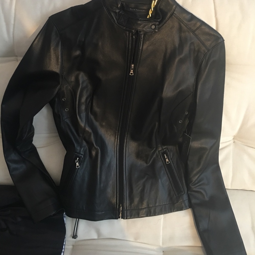 Black leather jacket